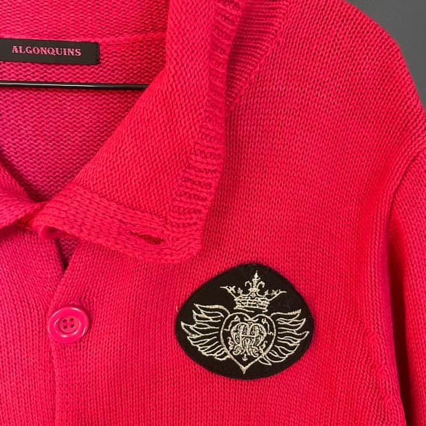 ALGONQUINS 펑크 갸루 그런지 핫핑크 가디건