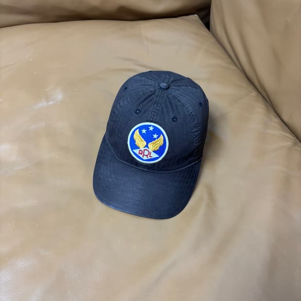 RRL 더블알엘 랄프로렌 폴로 6패널 윙로고 볼캡 모자 (Black)