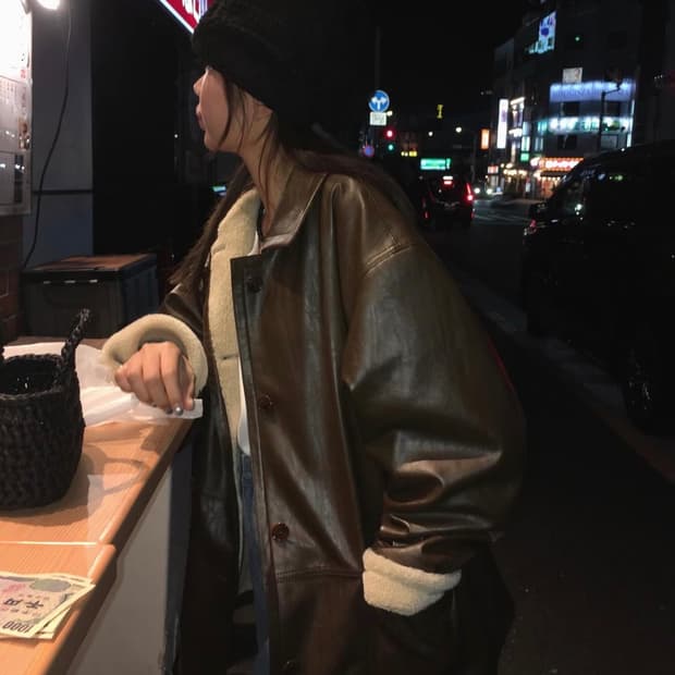 바이무드 하프레더 무스탕 브라운 구버전