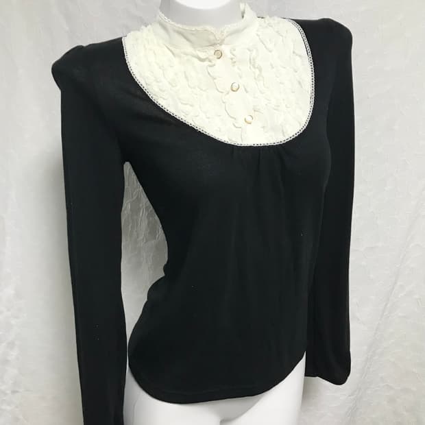 빈티지 로걀 프릴 레이스 니트 롱슬리브 탑