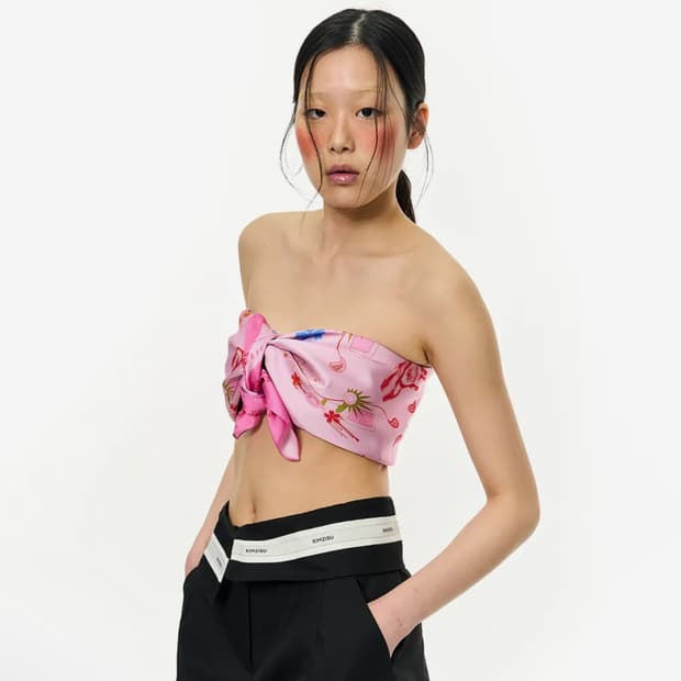 킴지수 스퀘어 스카프 반다나 핑크