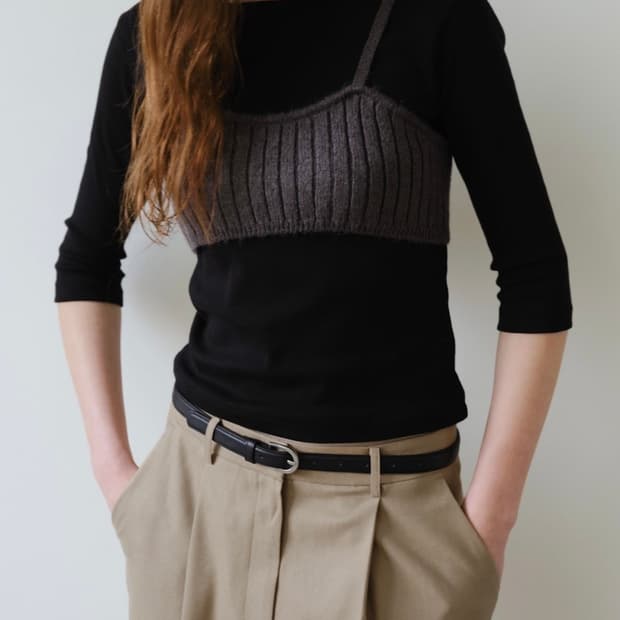 아르토 Strap Cropped Knit Bustier