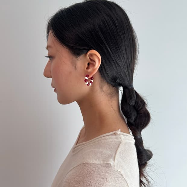 Berry Cream Hoop Earrings