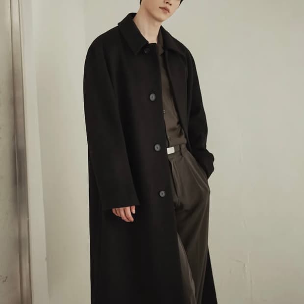 [서강준 착용] 드로우핏 프리미어 퓨어 캐시미어 발마칸 코트 블랙 L