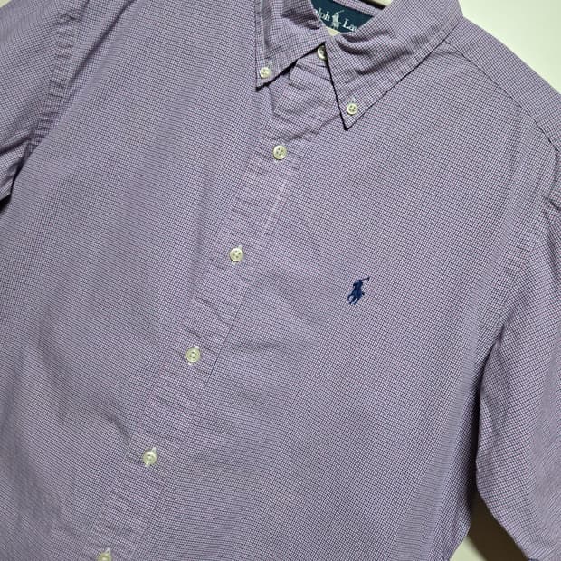 폴로 랄프로렌 남성 체크 반팔 셔츠(클레식핏 M)