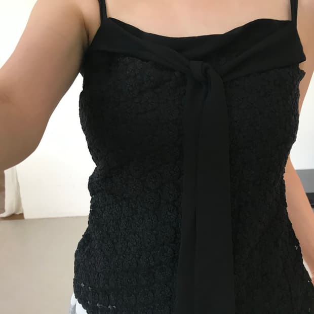 vintage black lace ribbon sleevless