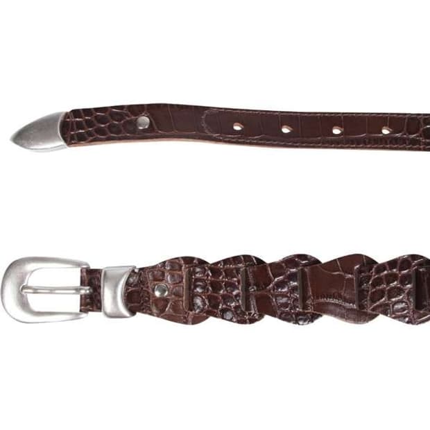 아워레가시 실버 캡 크로커 이펙트 레더벨트 90