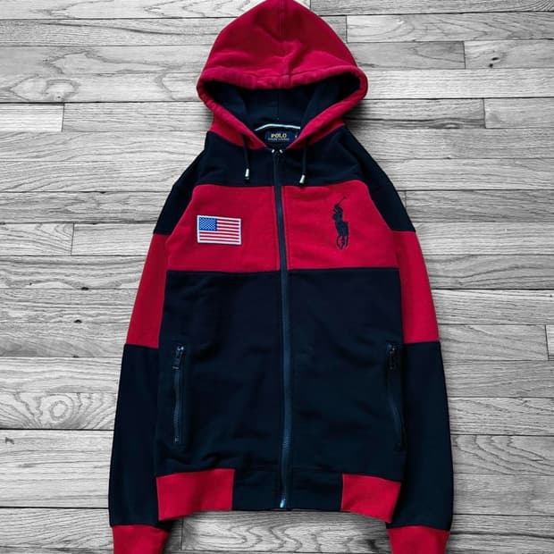 폴로 랄프로렌 빅 포니 USA 컬러블록 후드 집업