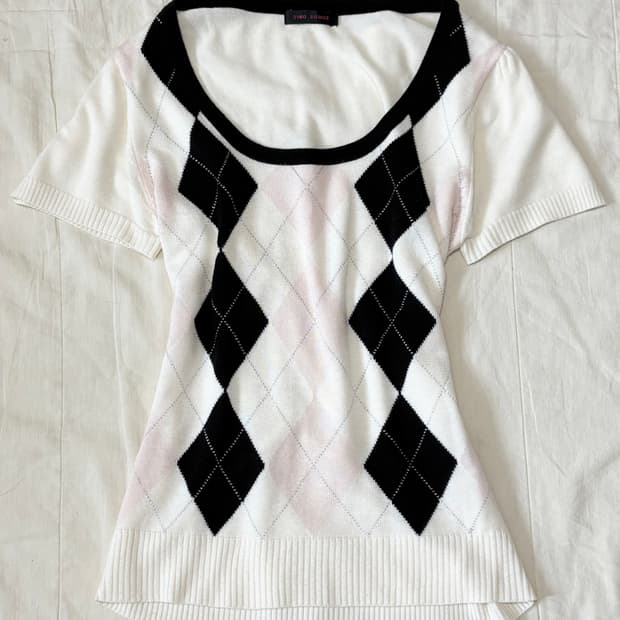 연핑크 아가일 니트 로걀탑 라떼갸루 히메갸루 오네갸루