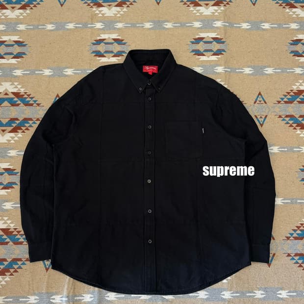 [L] 슈프림 패치워크 옥스포드 셔츠 블랙 
