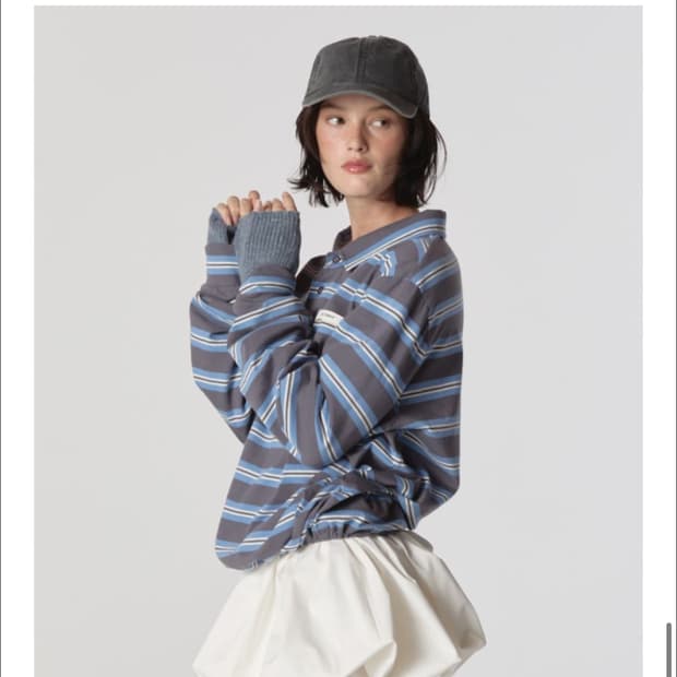 글로니 terry pk long sleeve 럭비티 줄무늬 카라티 s
