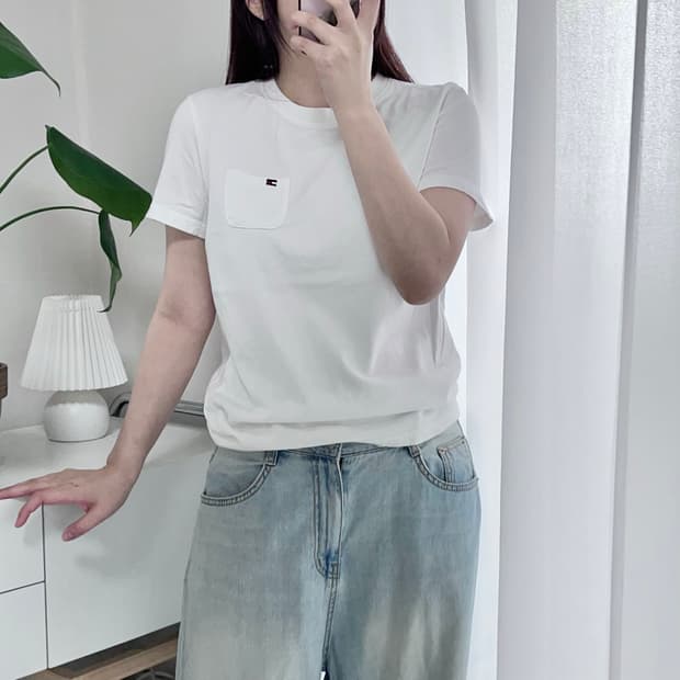 [정품] 타미 화이트 포켓 라운드 반팔티 [ M ]