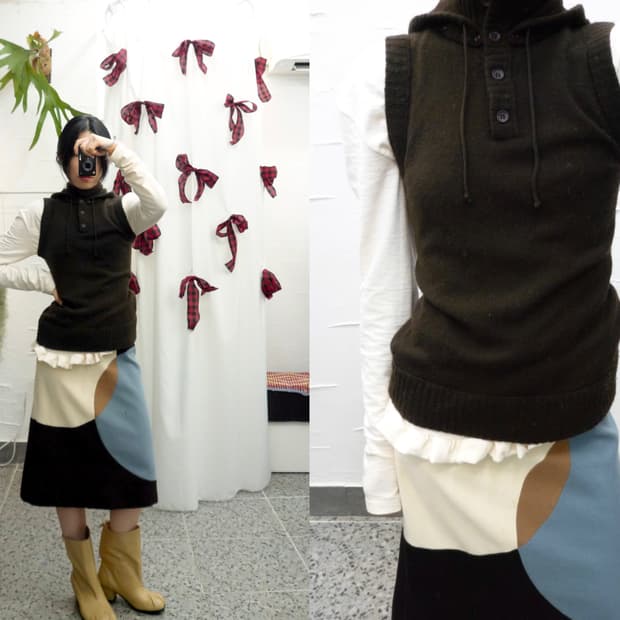 Mocha hoodie knit vest