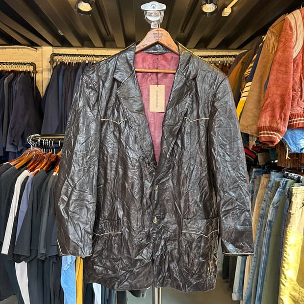 90s 리얼 레더 웨스턴 레더 블레이져 자켓