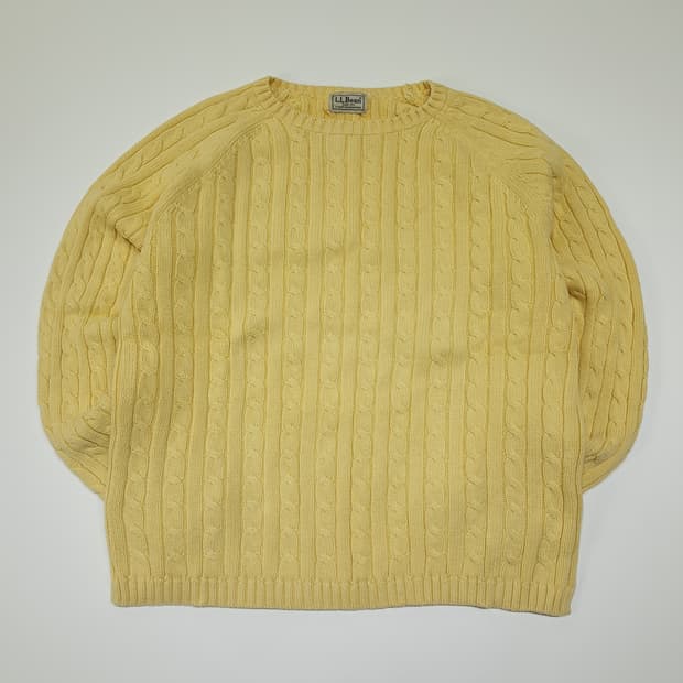 CL377 XL 엘엘빈 90s 코튼 케이블 레몬옐로우 니트 스웨터