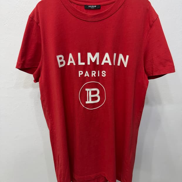 매장판정품) 발망 20ss BALMAIN 레드 로고 반팔티 M