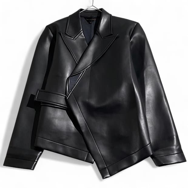 꼼데가르송 레이디스 가죽 벨티드 라이더 자켓