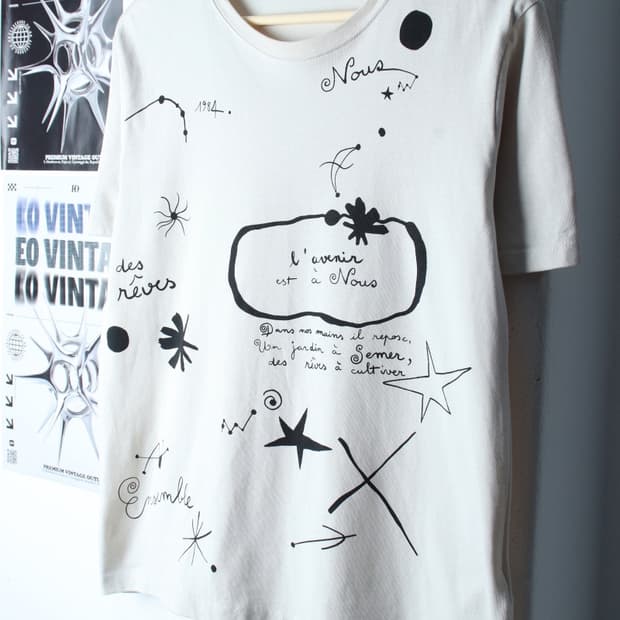 W(L-XL) 자라 반팔 티셔츠 레터링 아이보리 올드스쿨-7BB5