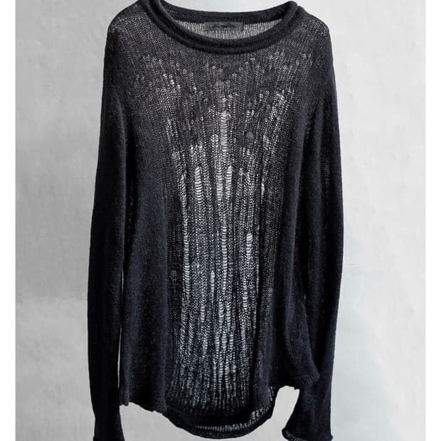 블랙멀 distressed mohair knit / black