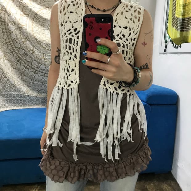 빈티지 그물 니트 디테일 베스트 (Z1390)