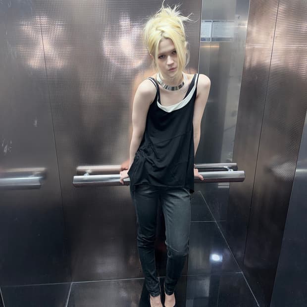 coated silver stripe jeans