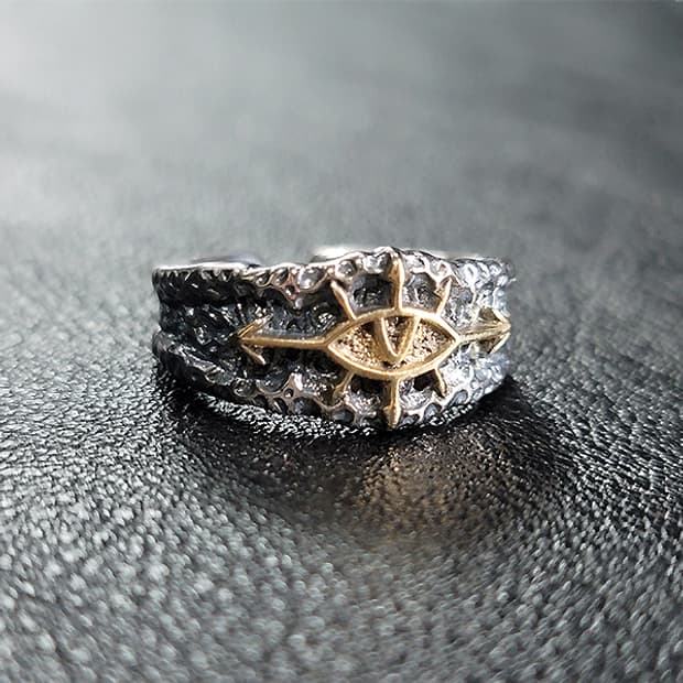 Orryx 백동 남자 엔틱 빈티지 명품 텍스처 일루미나티 눈 반지