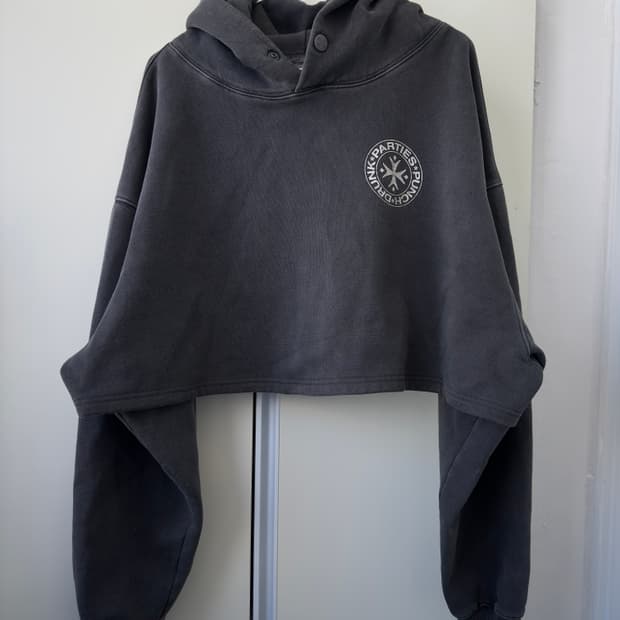 펀치드렁크파티즈 크롭 후드티 (다크그레이) PUNCH DRUNK PART