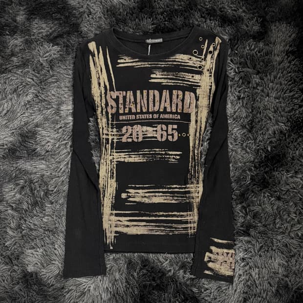 Sky Bomber 골드 그래픽 골지 롱슬리브