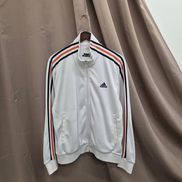 아디다스 오렌지 삼선 화이트 져지 100