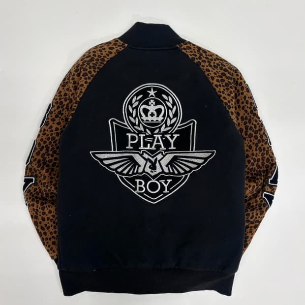 플레이보이 레오파드 퀄팅 걸즈 바시티 자켓(S)