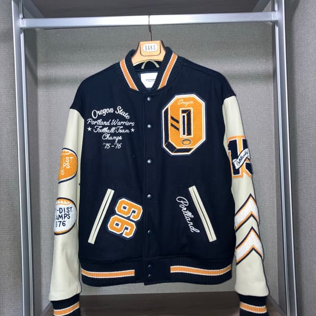 와펜 바시티 소가죽 자켓