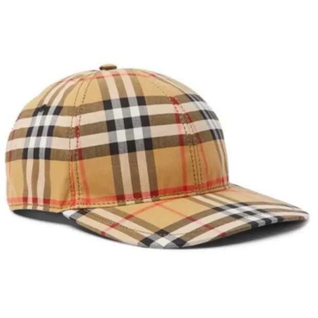 남녀공용 버버리 노바 체크 베이스볼 스트라이프 코튼 볼캡 캔버스 모자