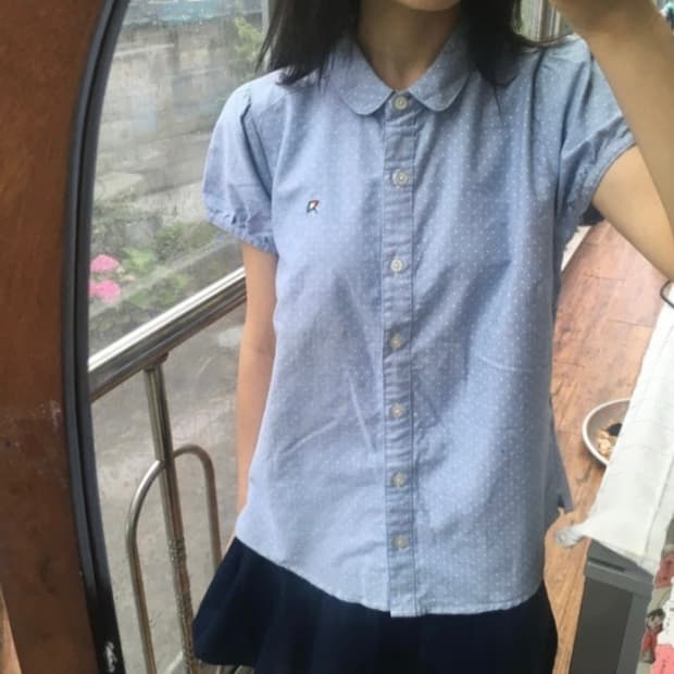 일본 빈티지 홍콩 도트 블라우스 모리걸 카메빈티지 카모메산장 마루빈티지