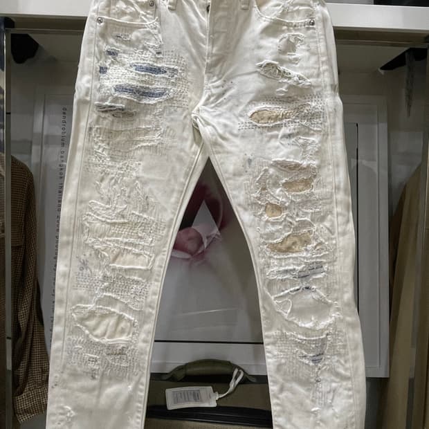 폴로랄프로렌(DS)/아이보리 디스트레스드 데님팬츠(31“)