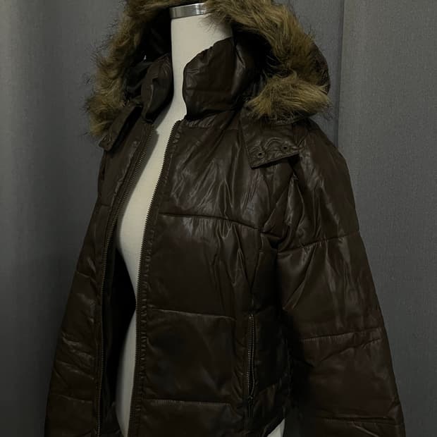 브라운 퍼 패딩