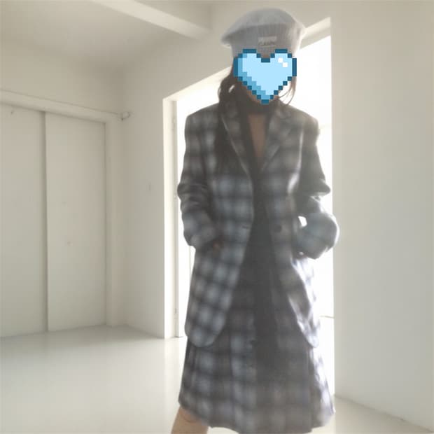 COS 체크 울 자켓 S