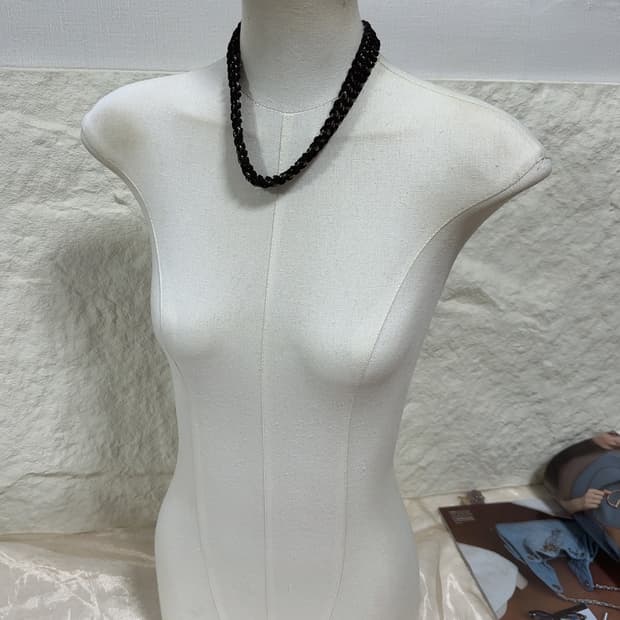 빈티지 So 스웨이드 브레이드 쿠바체인 목걸이