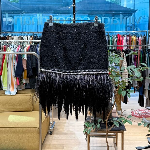 발망 블랙 트위드 미니스커트 