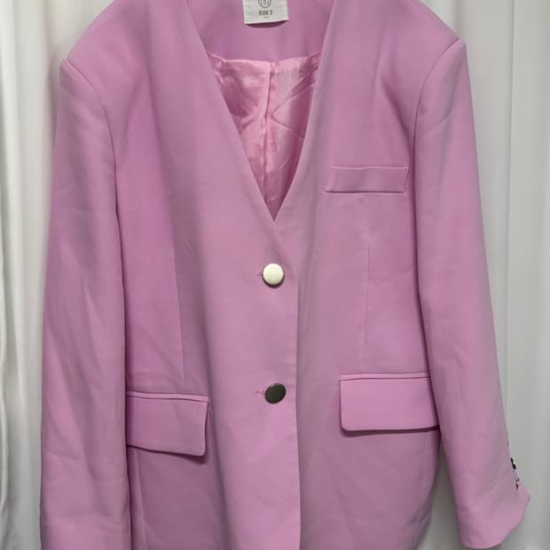 Kim'z 핑크 오버핏 노카라 자켓