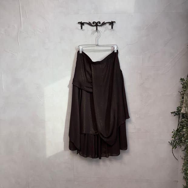 Gold brown glitter draped shirring skirt