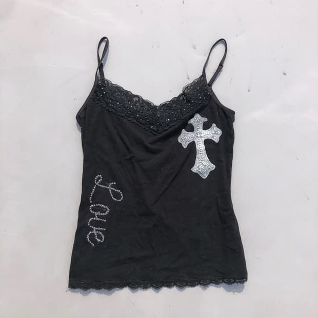 cross gothic lace sleeveless