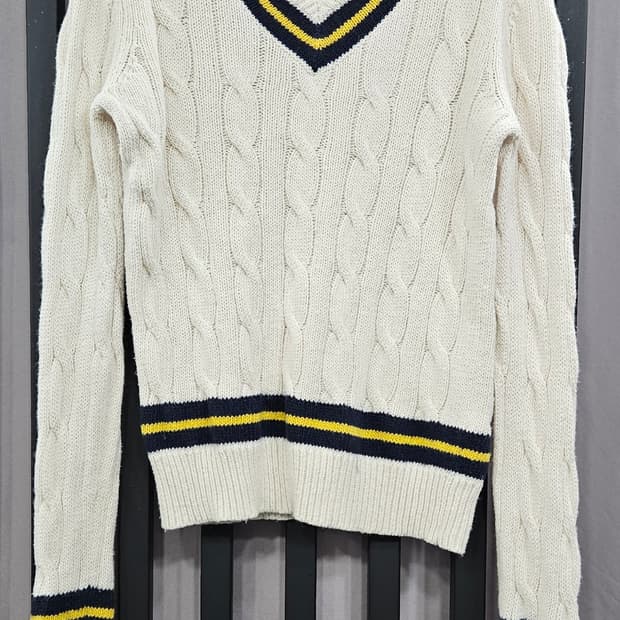 (정품)폴로 랄프로렌  브이넥 크리켓 니트 (캐시미어함유)아이보리 XS