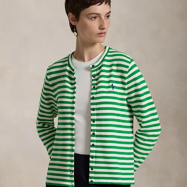 폴로 우먼 테리 스트라이프 가디건 S