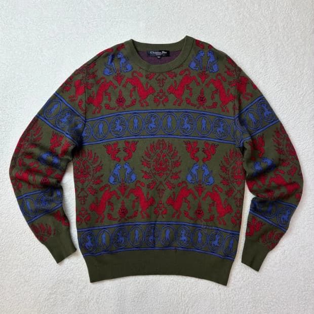 크리스찬디올 90's 멀티 배색 울 100% 니트 PN5802   