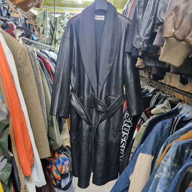 90s 이세이미야케 롱가죽자켓