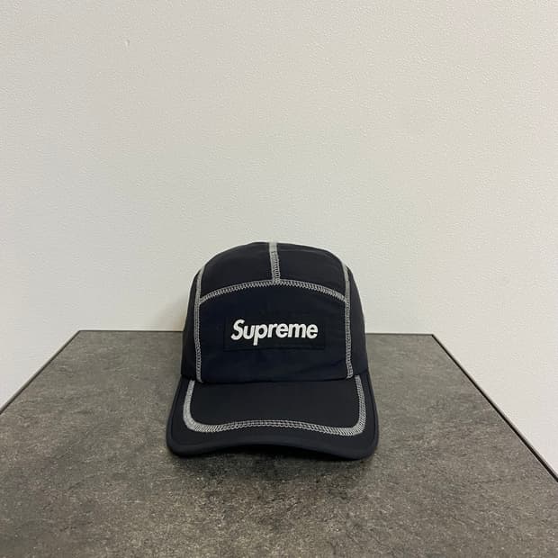 (OS) 슈프림 박스로고 캠프캡 모자 23SS 리플렉티브 스티치 블랙