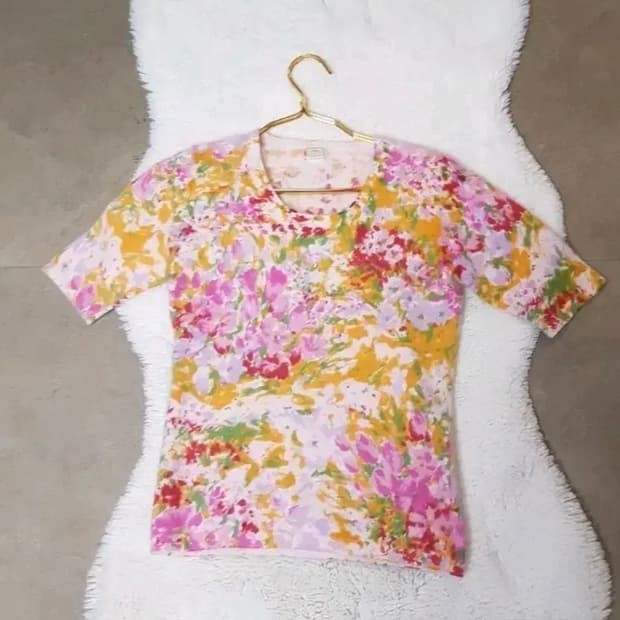 enquete 플라워 반팔.니트.55