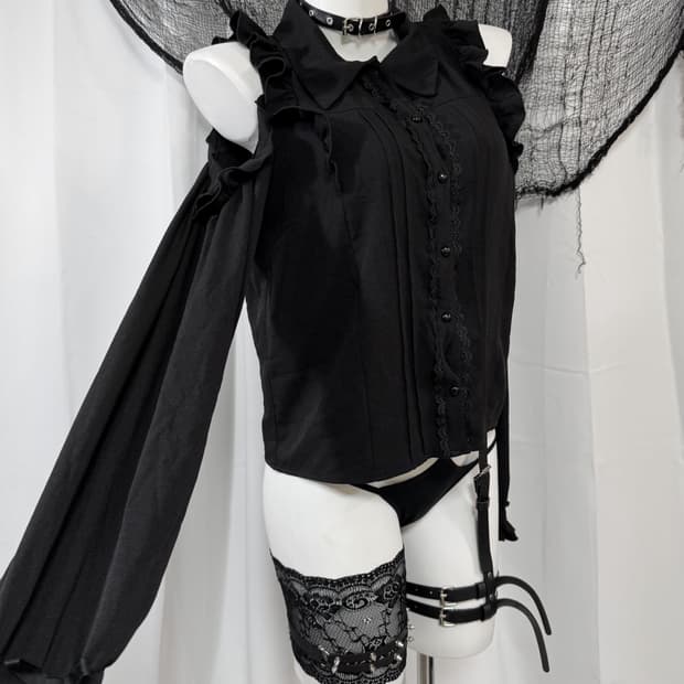 lace ribbon detail shirts