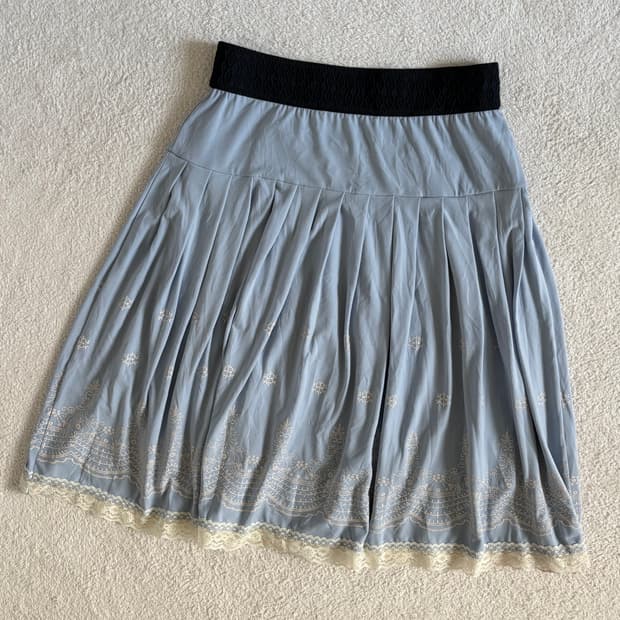 일본빈티지 lune moire 블루 스커트