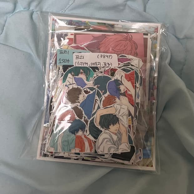 Free! 프리)인스컷+도무송+메모지+엽서+투명카드 세트 389장